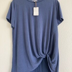 Green Envelope Indigo Twist Short Sleeve Top